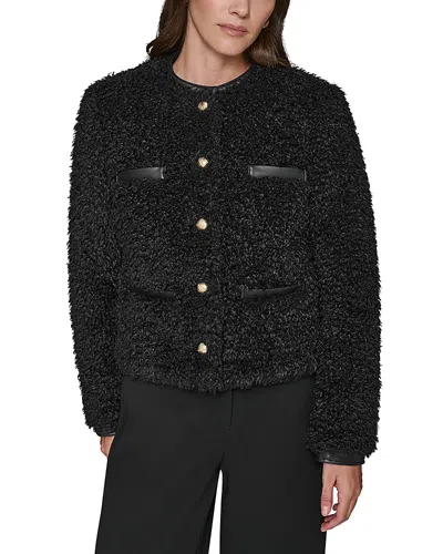Karl Lagerfeld Faux Shearling Jacket In Black