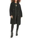 Karl Lagerfeld Faux Sherpa Button Front Jacket In Black