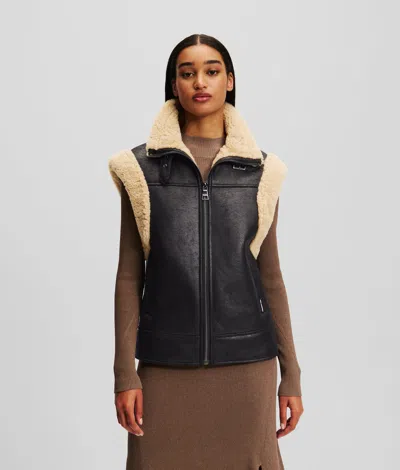 Karl Lagerfeld Faux Suede Gilet In Black