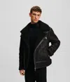 Karl Lagerfeld Faux-suede Shearling Biker Jacket In Black