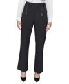 Karl Lagerfeld Faux-zipper Mid-rise Straight-leg Ponte Pants In Black