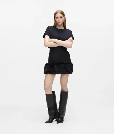 Karl Lagerfeld Faux-fur Mini Skirt In Blue