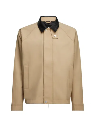 Karl Lagerfeld Faux-leather Collar Lightweight Jacket In Brown