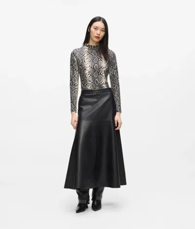 Karl Lagerfeld Faux-leather Midi Skirt In Black