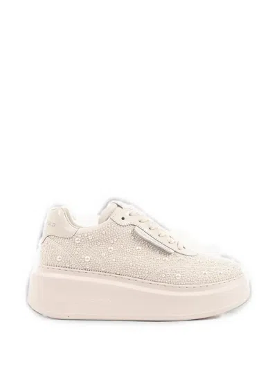 Karl Lagerfeld Faux-pearl Embellished Chunky-sole Sneakers In Metallic