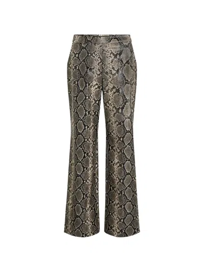KARL LAGERFELD FAUX-PYTHON FLARED PANTS
