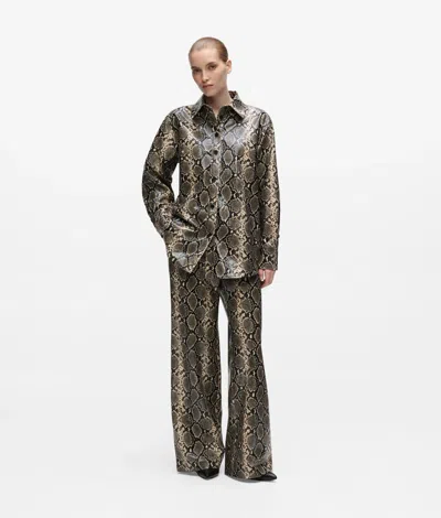 Karl Lagerfeld Faux-python Flared Pants In Red