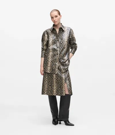 Karl Lagerfeld Faux-python Midi Skirt In Gray