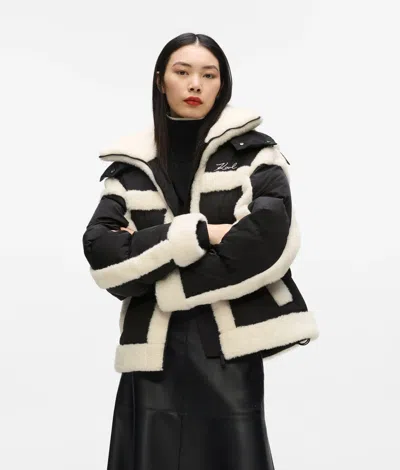 Karl Lagerfeld Faux-shearling Puffer Jacket In Multi