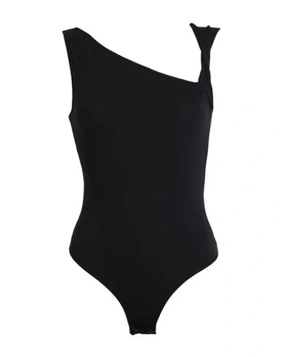 Karl Lagerfeld Feminine Body Woman Bodysuit Black Size L Organic Cotton, Elastane