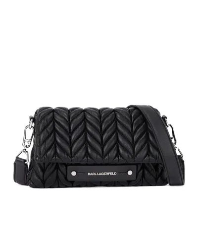 Karl Lagerfeld Flap Shoulder Bag In Black