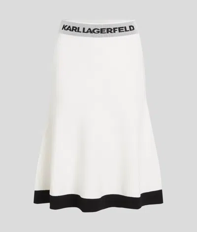 Karl Lagerfeld Flared Knit Skirt In White