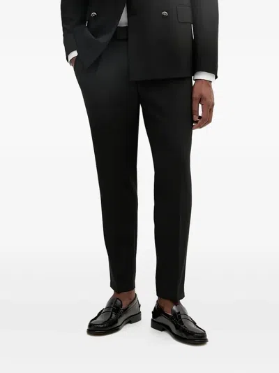 Karl Lagerfeld Flat-front Pleated Trousers In Black