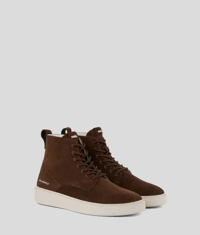 Karl Lagerfeld Flint Lace-up Boots In Brown