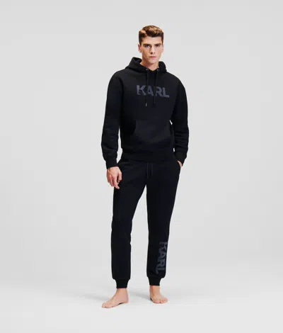 Karl Lagerfeld Flock Karl Logo Sweatpants In Black