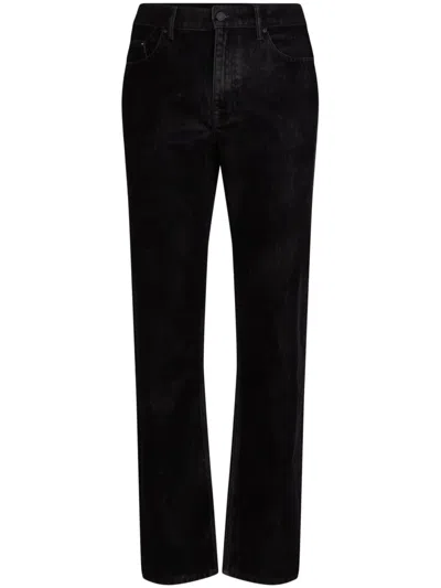 Karl Lagerfeld Flock Straight-leg Jeans In Black