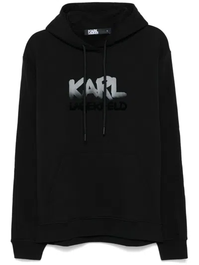 KARL LAGERFELD FLOCKED LOGO HOODIE