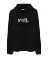 Karl Lagerfeld Logo Hoodie Drawstring Hood In Black
