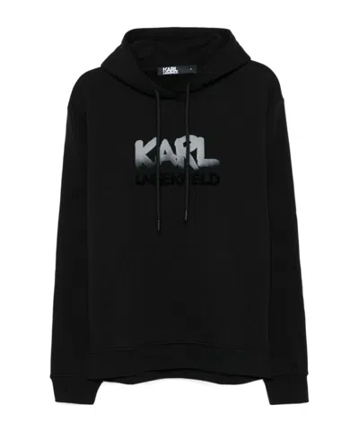 KARL LAGERFELD FLOCKED LOGO HOODIE