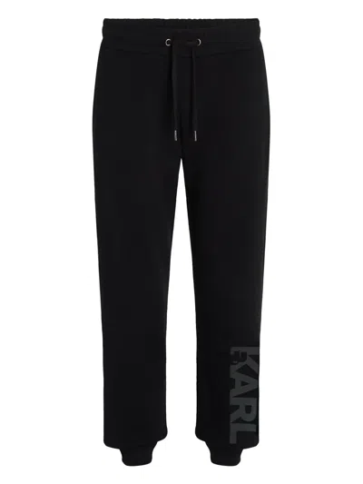 Karl Lagerfeld Logo-print Organic Cotton Track Pants In Black