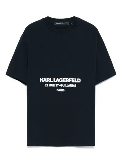 Karl Lagerfeld Flocked-logo T-shirt In Black