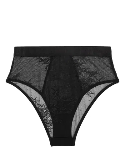 Karl Lagerfeld Floral-lace Briefs In Black