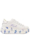 Karl Lagerfeld Floral Platform Sneakers In White