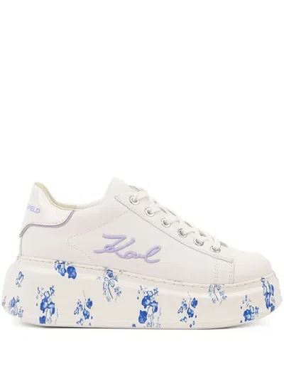 Karl Lagerfeld Floral Platform Sneakers In White