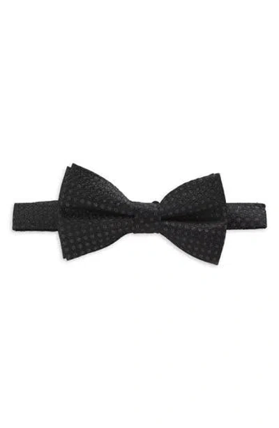 Karl Lagerfeld Floral Pre-tied Bow Tie In Black/ Silver