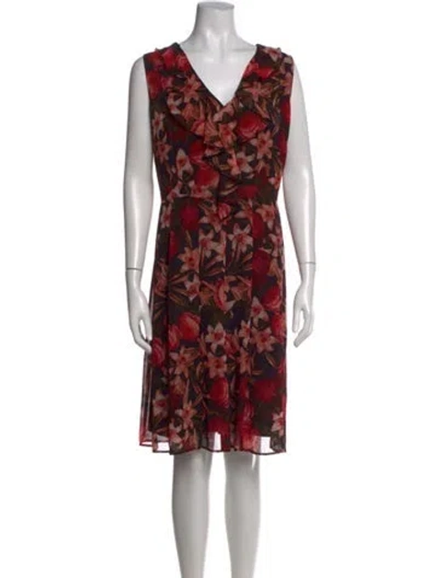 Pre-owned Karl Lagerfeld Floral Print Knee-length Dress W/ Tags In Pink