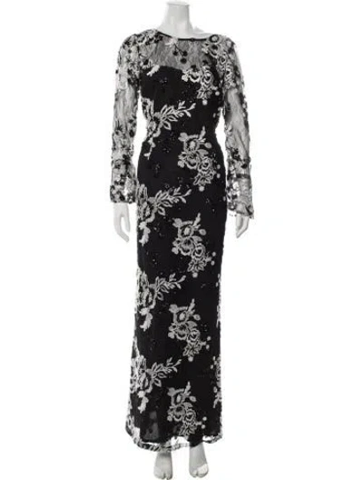 Pre-owned Karl Lagerfeld Floral Print Long Dress In Black