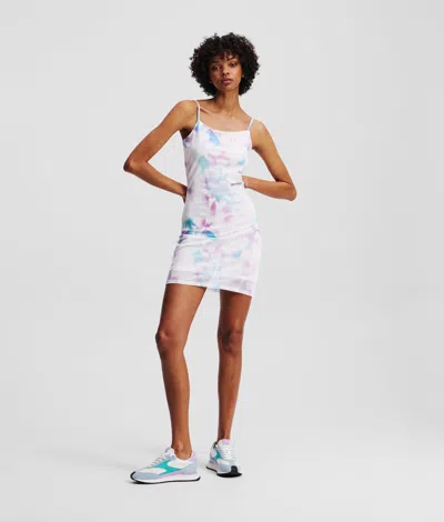 Karl Lagerfeld Floral-print Mesh Dress In White