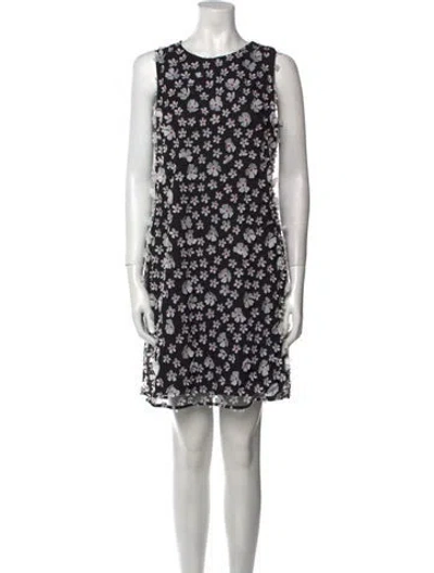 Pre-owned Karl Lagerfeld Floral Print Mini Dress In Black