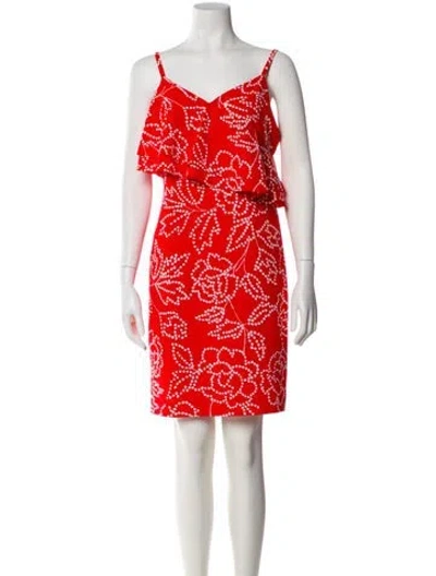 Pre-owned Karl Lagerfeld Floral Print Mini Dress In Red