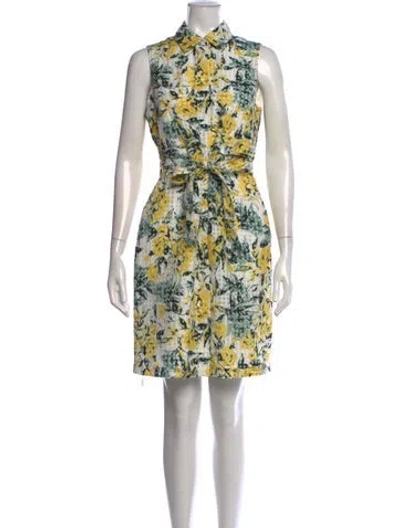 Pre-owned Karl Lagerfeld Floral Print Mini Dress In White