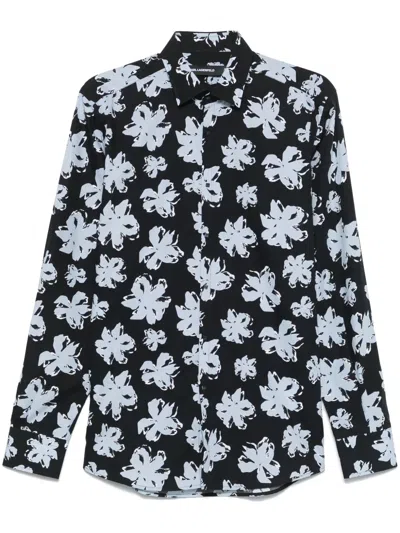 Karl Lagerfeld Floral-print Shirt In Black