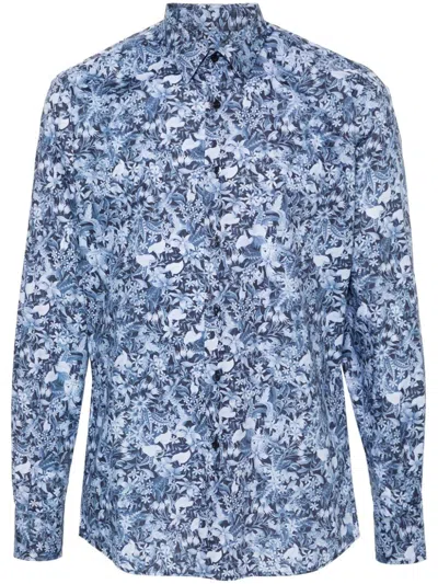 Karl Lagerfeld Hemd Mit Blumen-print In Blau