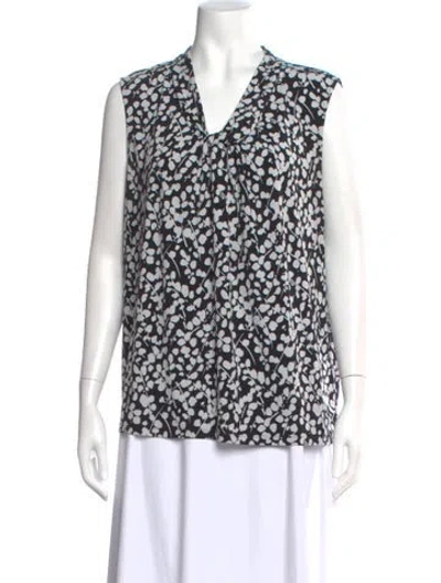Pre-owned Karl Lagerfeld Floral Print V-neck Blouse In White