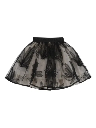 Karl Lagerfeld Kids' Floral Sequin Skirt In Black
