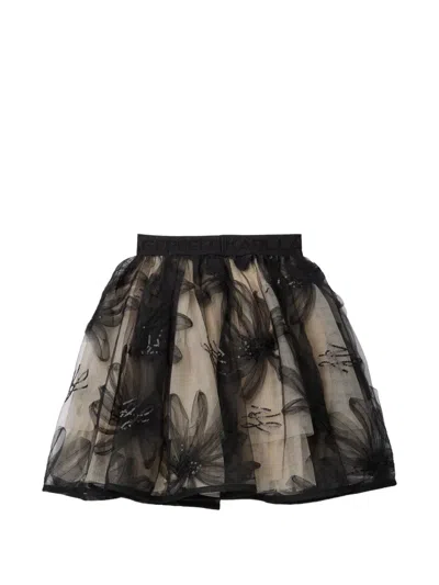 Karl Lagerfeld Kids' Floral Sequin Skirt In Black