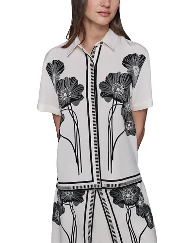 Karl Lagerfeld Floral Short Sleeve Shirt In White
