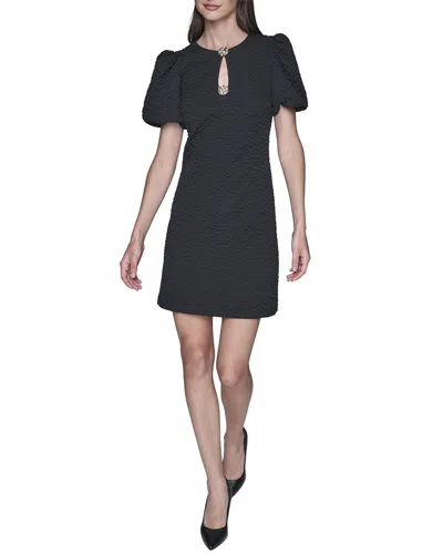 Karl Lagerfeld Floral Stretch Jacquard Dress In Black