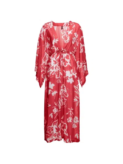 Karl Lagerfeld Floral-print Kaftan In Red