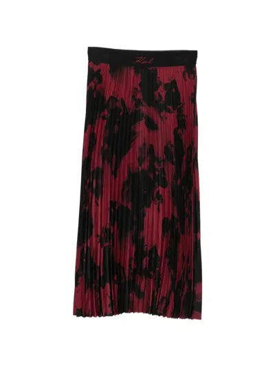 Karl Lagerfeld Floral-print Pleated Skirt In Multi