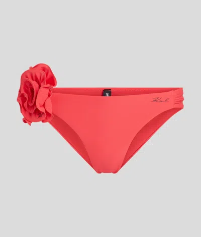 Karl Lagerfeld Flower Bikini Bottoms In Pink