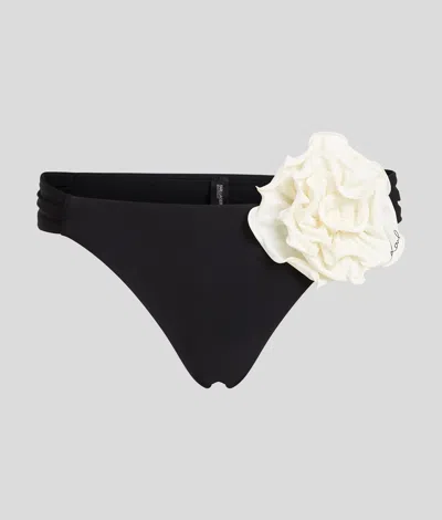 Karl Lagerfeld Flower Bikini Bottoms In Black