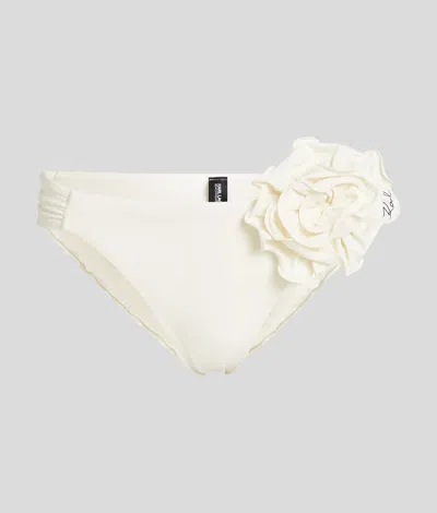 Karl Lagerfeld Flower Bikini Bottoms In White