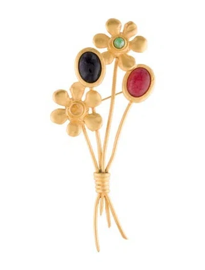 Pre-owned Karl Lagerfeld Flower Bouquet Brooch In Multi
