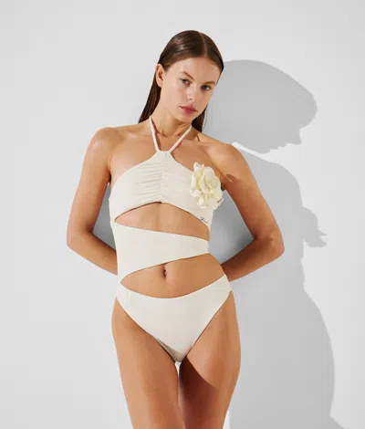 Karl Lagerfeld Flower Halter-neck Swimsuit In Multi