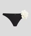 Karl Lagerfeld Flower High-leg Bikini Bottoms In Black